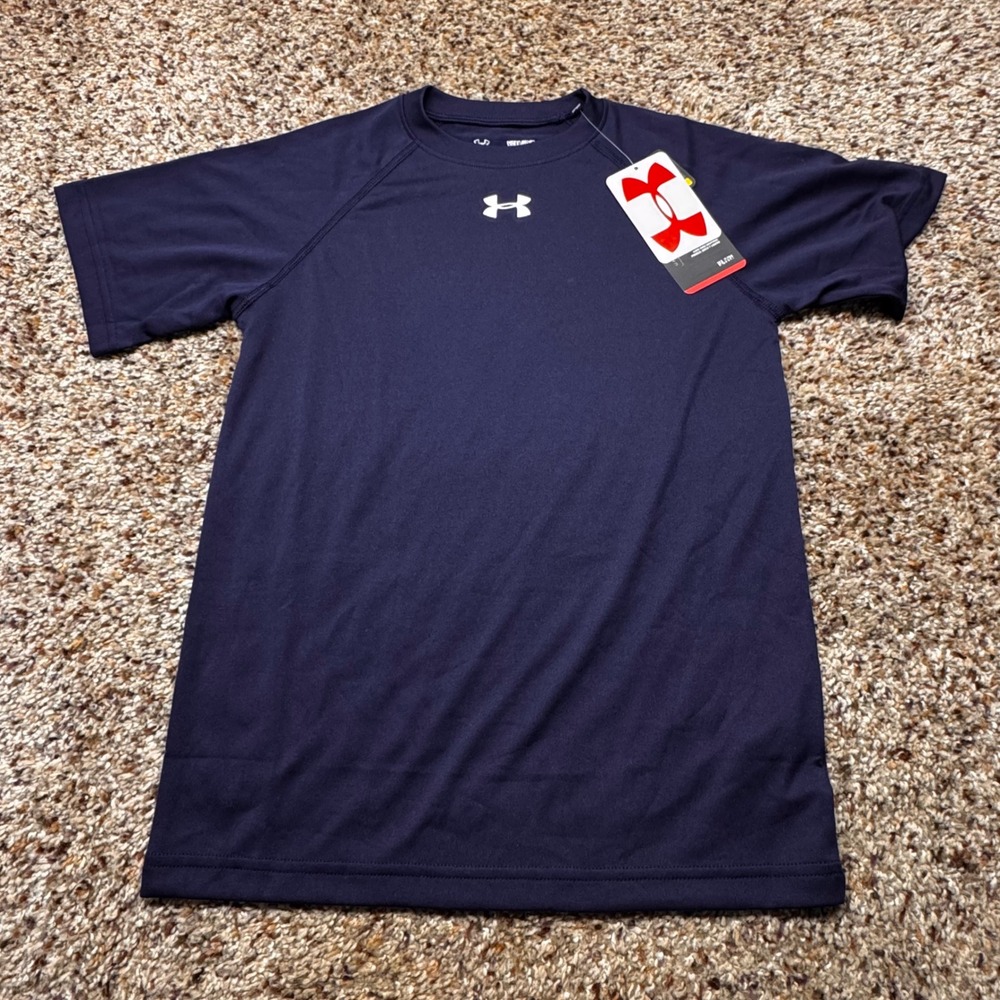 Under Armour Boys HeatGear Loose Short Sleeve T-Shirt Navy‎ Blue YSM 1233665 NWT